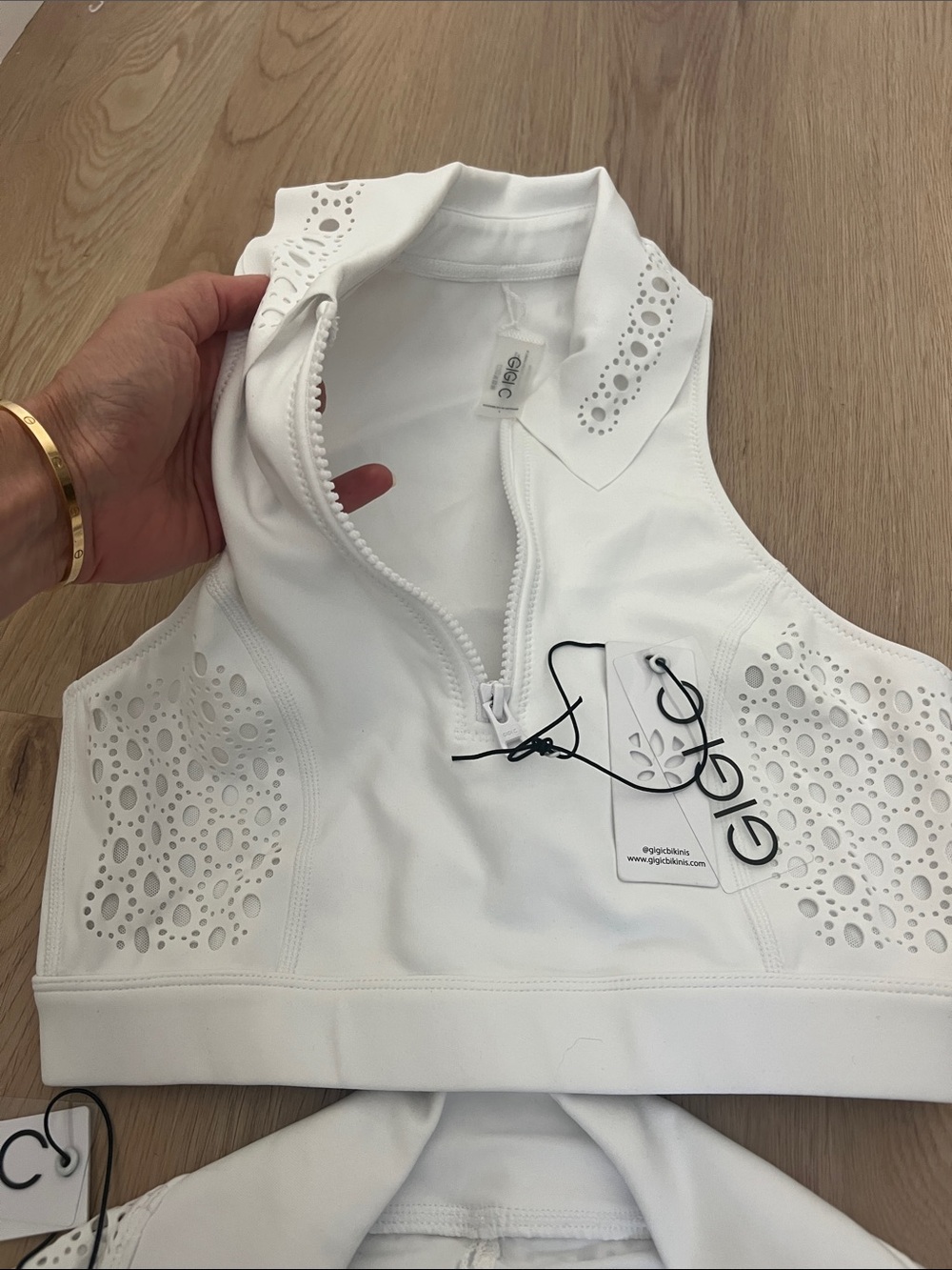 GIGI C White Eyelet Circle Skort and Crop Top Set NWT S - Picture 6 of 9